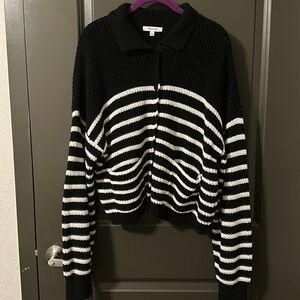 Madewell striped button up sweater with pockets size xl